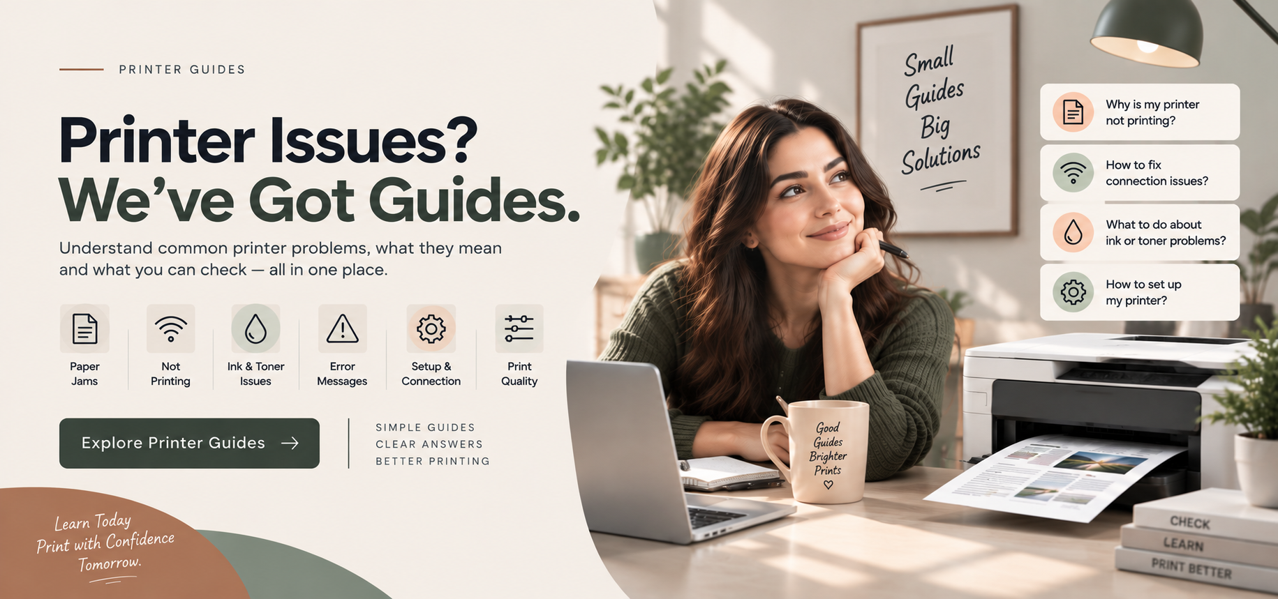 Printer guides banner